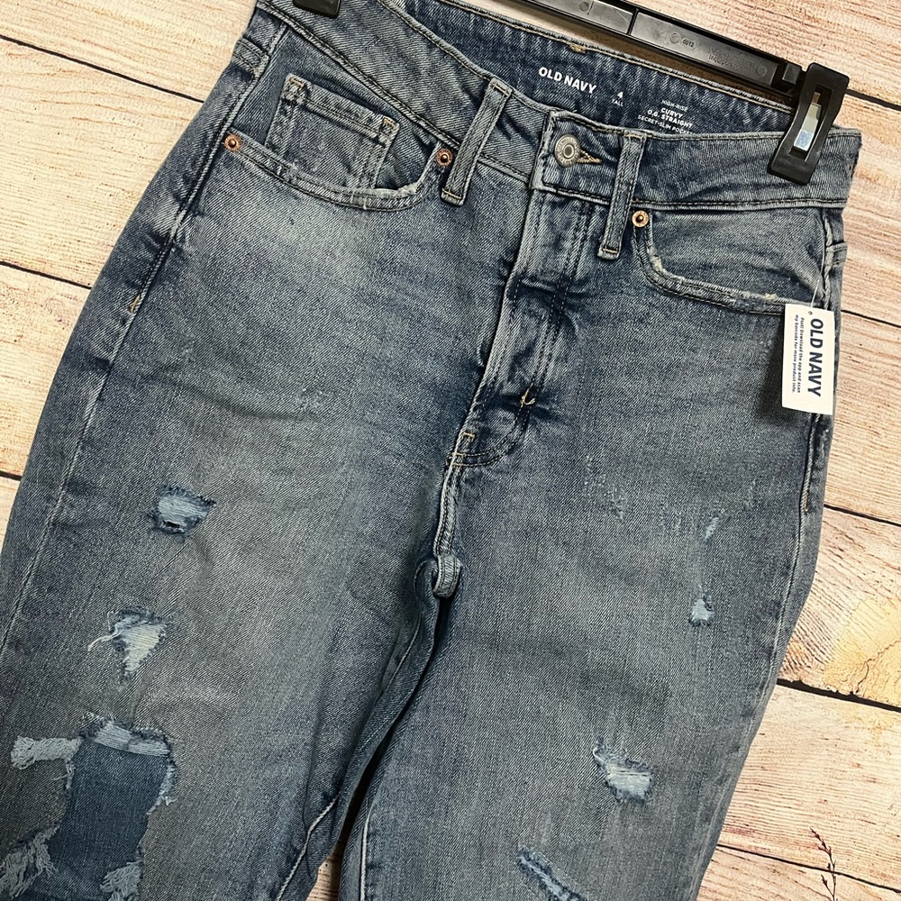 NWT Old Navy Tall High-Rise Curvy OG Straight Denim Jeans Size 4 - Picture 3 of 9